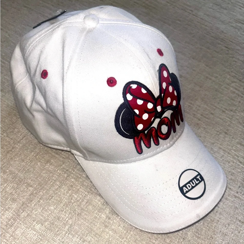 NWT Disney Minnie Mouse OS Mom Hat White Red Polka Dot Bow Disney Adult Park Day
